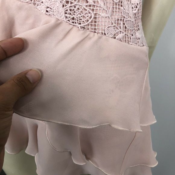 PARKER Gabriel Mini Dress In Pearl Blush Ruffle 6 - Picture 8 of 10